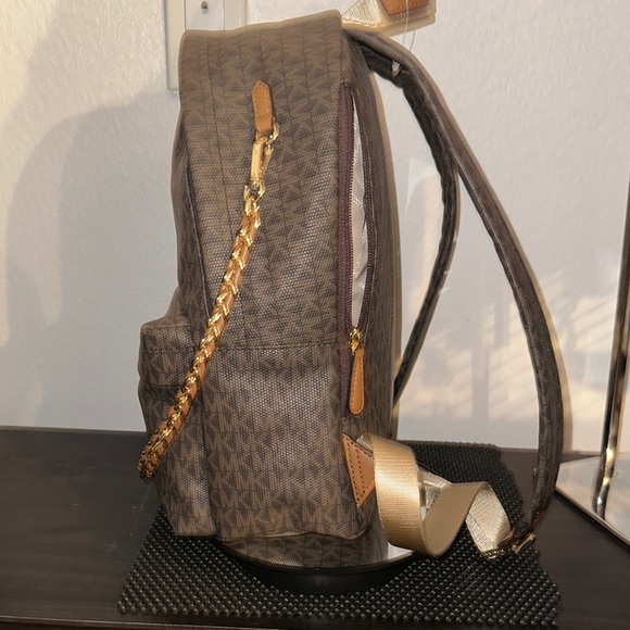 Michael Kors Slater Medium Backpack Orange and Yellow Signature Logo Stripe - Picture 3 of 10